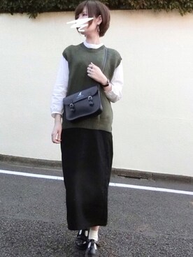 「サッチェルバッグ」｜「アイテム（アクセサリー）」を使った、みみみさん（レディース・162cm）の春コーディネート