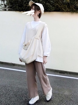 「merry jenny（メリージェニー）のアイテム（キャップ）」を使った、みみみさん（レディース・162cm）の春コーディネート