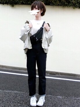 「hummel（ヒュンメル）のアイテム（スニーカー）」を使った、みみみさん（レディース・162cm）の春コーディネート