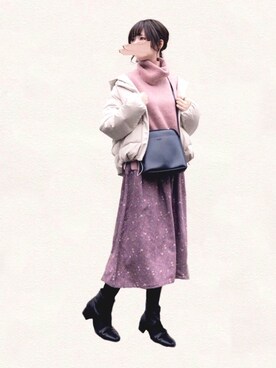 「SonnyLabel」｜「アイテム（ダウンジャケット/コート）」を使った、みみみさん（レディース・163cm）の冬コーディネート