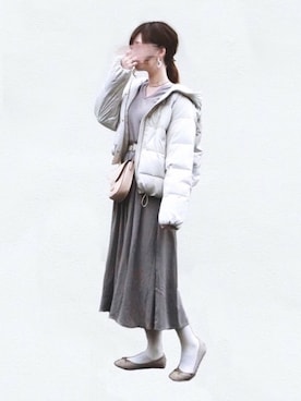 「白タイツ」｜「アイテム（その他）」を使った、みみみさん（レディース・163cm）の冬コーディネート