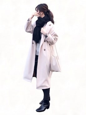 「ポニーテール」｜「アイテム（トレンチコート）」を使った、みみみさん（レディース・163cm）の冬コーディネート