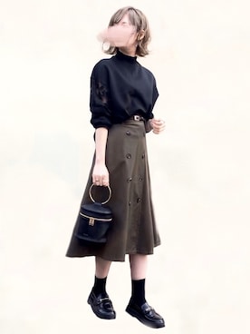 「トレンチスカート」｜「アイテム（アクセサリー）」を使った、みみみさん（レディース・163cm）の春コーディネート