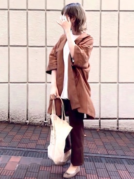 「ビッグシャツ」｜「アイテム（バレエシューズ）」を使った、みみみさん（レディース・163cm）の春コーディネート