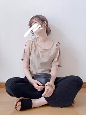 「スリット」｜「アイテム（オールインワン・サロペット）」を使った、みみみさん（レディース・163cm）の夏コーディネート