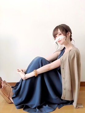 「GOLDY（ゴールディ）のニュアンス カーブ アシンメトリー イヤリング（イヤリング）」を使った、みみみさん（レディース・163cm）の秋コーディネート