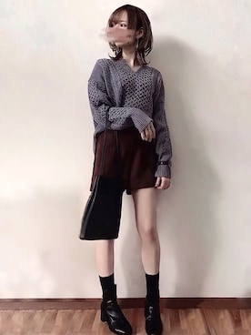 「ケーブルニット」｜「アイテム（アナログ腕時計）」を使った、みみみさん（レディース・163cm）の冬コーディネート