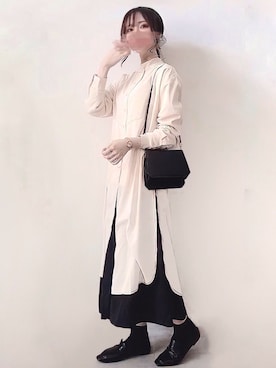 「スリット」｜「アイテム（シャツワンピース）」を使った、みみみさん（レディース・163cm）の春コーディネート