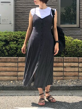 「ドットワンピ」｜「アイテム（アナログ腕時計）」を使った、memmyさん（レディース・164cm）の夏コーディネート