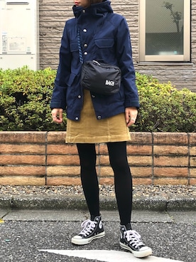 「ひざ丈スカート」｜「アイテム（ジャケット/アウター）」を使った、memmyさん（レディース・164cm）の冬コーディネート