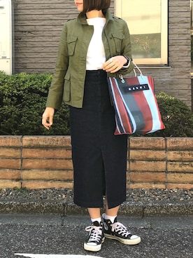 「ロンクスカート」｜「アイテム（ジャケット/アウター）」を使った、memmyさん（レディース・164cm）の春コーディネート