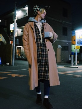 「FACTOTUM（ファクトタム）のアイテム（帽子）」を使った、スティックアウト700ストアーさん（メンズ・170cm）の冬コーディネート