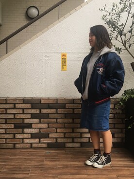 「CONVERSE（コンバース）のアイテム（ブルゾン）」を使った、スティックアウト700ストアーさん（レディース・156cm）の冬コーディネート