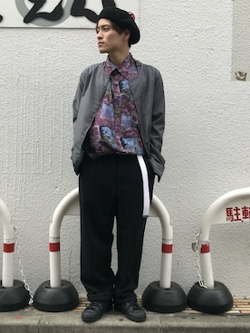 「no brand（ノーブランド）のアイテム（ノーカラージャケット）」を使った、スティックアウト700ストアーさん（メンズ・165cm）の春コーディネート