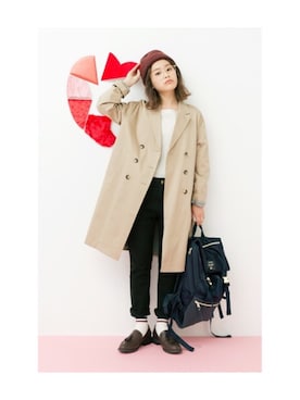 「高橋愛」｜「アイテム（その他アウター）」を使った、高橋愛さん（レディース・154cm）の冬コーディネート