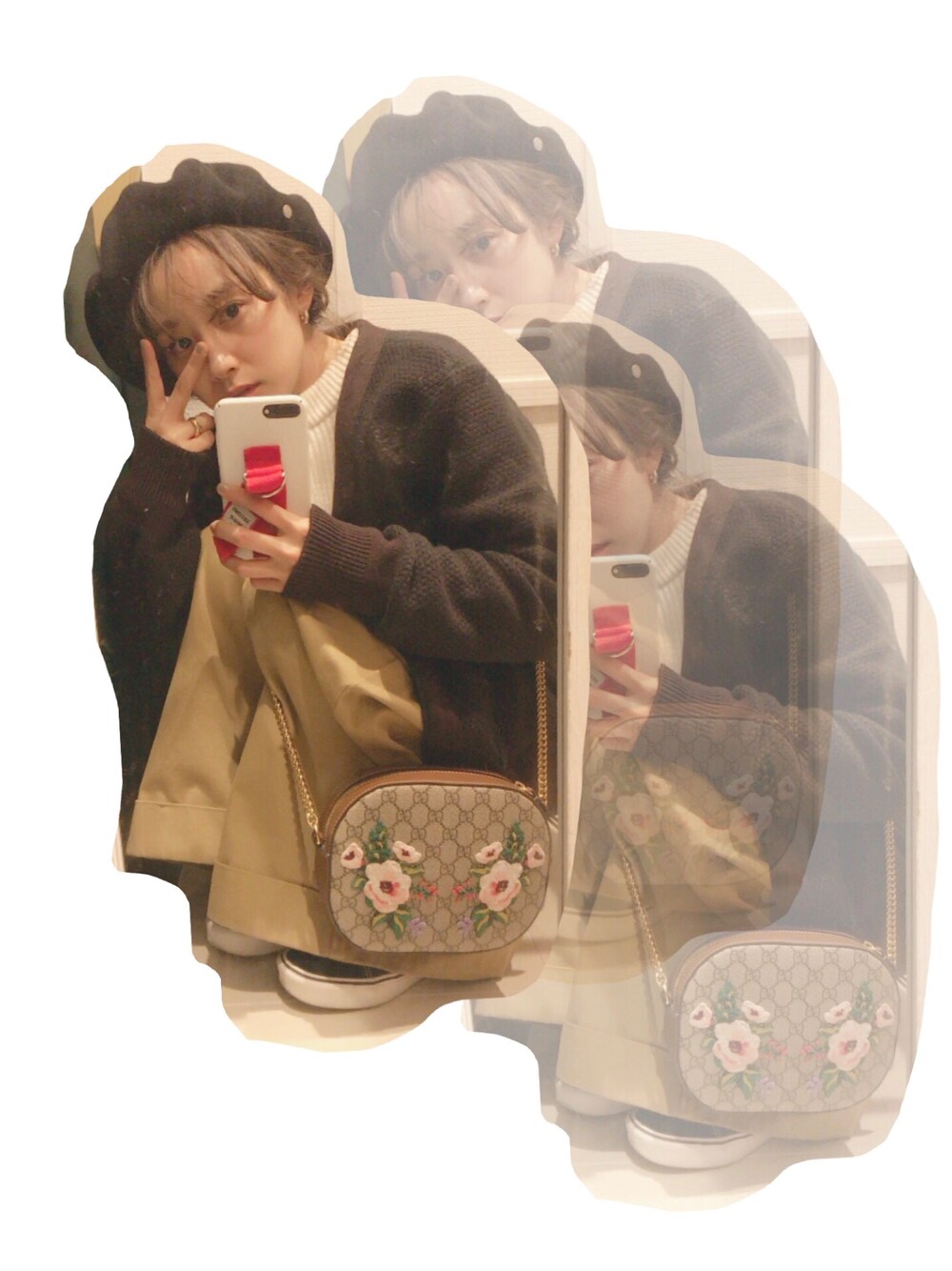 「WRAPINKNOT、冬コーデ、オトナカジュアル、VANS、ABC-MART、スニーカー女子、高橋愛、今日のたかはし、Candy Stripper、GUCCI」｜「WRAPINKNOTのアイテム（カーディガン/ボレロ、ブラウン系）」を使った、高橋愛さん（レディース・154cm）の冬コーディネートの1枚目の写真