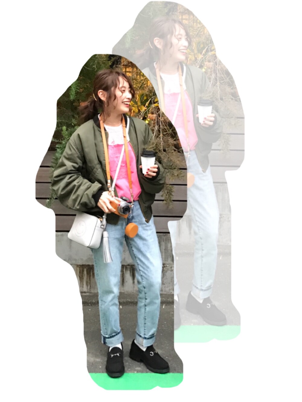 「今日のたかはし、高橋愛、パンツスタイル、H&M、デニム、GUCCI、VINTAGE、little sunny bite、レース、休日スタイル」｜「ANYA HINDMARCHのアイテム（バッグ、グレー系）」を使った、高橋愛さん（レディース・154cm）の春コーディネートの1枚目の写真