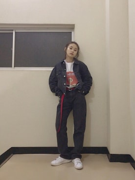 「高橋愛」｜「アイテム（デニムジャケット）」を使った、高橋愛さん（レディース・154cm）の春コーディネート