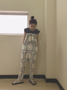 「Candy Stripper」｜「アイテム（オールインワン・サロペット）」を使った、高橋愛さん（レディース・154cm）の夏コーディネート