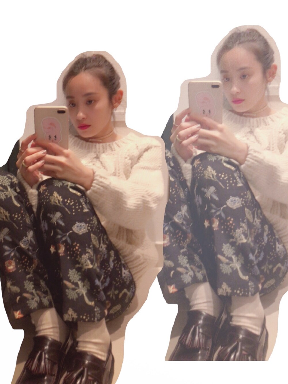 「秋コーデ、大人カジュアル、パンツスタイル、モノトーン、今日のたかはし、高橋愛、H&M、BEAMS BOY、靴下屋、Dr.Martens」｜「BEAMS BOYのBEAMS BOY / ハンドニット アラン クルーネック（ニット/セーター、ベージュ系）」を使った、高橋愛さん（レディース・154cm）の秋コーディネートの1枚目の写真