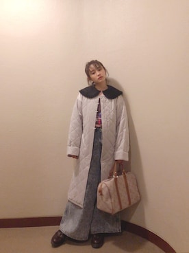 「merry jenny（メリージェニー）のアイテム（ジャケット/アウター）」を使った、高橋愛さん（レディース・154cm）の冬コーディネート