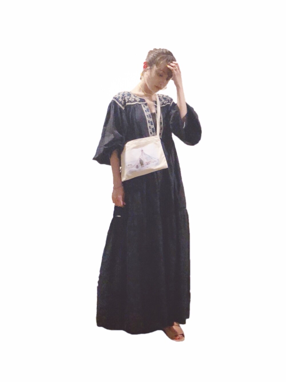 「今日のたかはし、高橋愛、jean_neret、黒、ブラック、ワンピース、THE Dallas」｜「JEAN_NERETのアイテム（ワンピース/ドレス、ブラック系）」を使った、高橋愛さん（レディース・154cm）の夏コーディネートの1枚目の写真