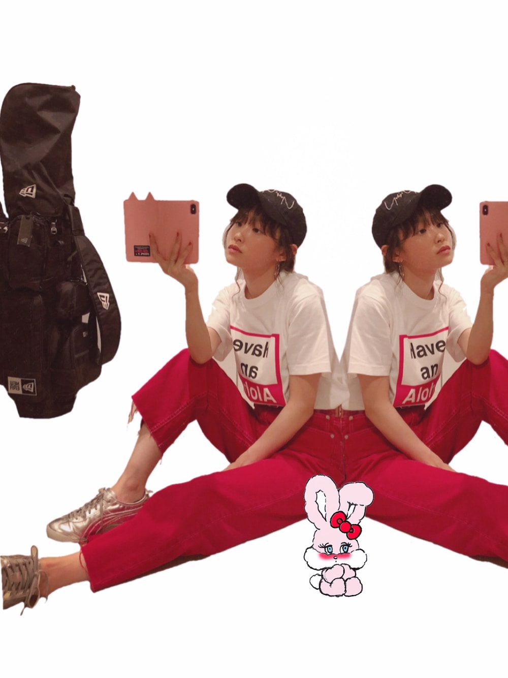 「しげティ、しげるちゃん、コラボ、Tシャツ、73r、今日のたかはし、高橋愛、赤BBA、ZARA、Onitsuka Tiger」｜「73Rのアイテム（Tシャツ/カットソー、ホワイト系）」を使った、高橋愛さん（レディース・154cm）の夏コーディネートの1枚目の写真