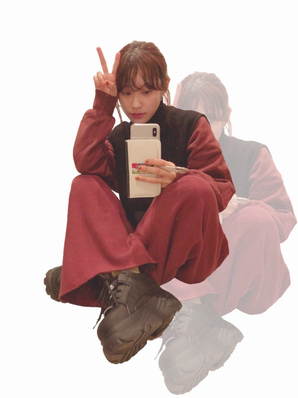 「結局セットアップ、結果セットアップ、セットアップ好き、高橋愛、おしゃれさんと繋がりたい、オトナカジュアル、H&M、nano・universe、BEAMS、Champion」｜「H&Mのアイテム（ネックウォーマー/スヌード、ブラック系）」を使った、高橋愛さん（レディース・154cm）の冬コーディネートの1枚目の写真