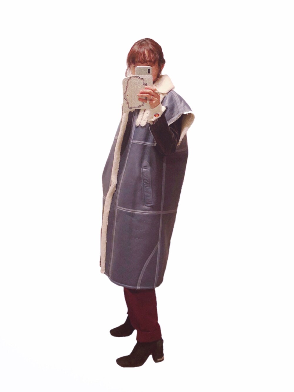 「お洒落さんとつながりたい、きれいめカジュアル、大人カジュアル、ニット、Dickies、CHRISTIAN DADA、H&M、LEINWANDE、高橋愛、ellesse」｜「LEINWANDEのアイテム（ジャケット/アウター、ブルー系）」を使った、高橋愛さん（レディース・154cm）の冬コーディネートの1枚目の写真