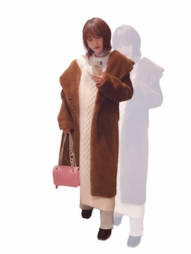 「H&M（エイチ・アンド・エム）のアイテム（ジャケット/アウター）」を使った、高橋愛さん（レディース・154cm）の冬コーディネート