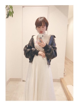 「Urvin」｜「アイテム（ジャケット/アウター）」を使った、高橋愛さん（レディース・154cm）の春コーディネート