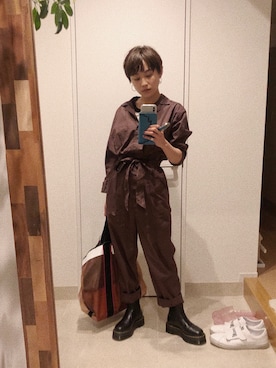「高橋愛」｜「アイテム（オールインワン・サロペット）」を使った、高橋愛さん（レディース・154cm）の春コーディネート