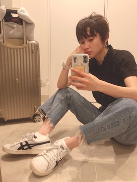 「ミックスコーデ」｜「アイテム（パンツ）」を使った、高橋愛さん（レディース・155cm）の夏コーディネート