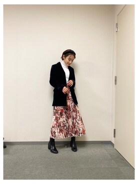 「H&M（エイチ・アンド・エム）のアイテム（ジャケット/アウター）」を使った、高橋愛さん（レディース・154cm）の秋コーディネート