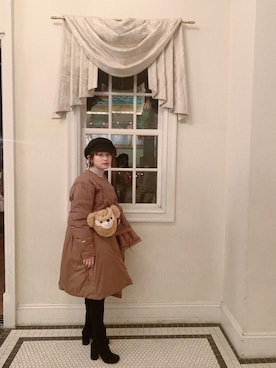 「高橋愛」｜「アイテム（ダウンジャケット/コート）」を使った、高橋愛さん（レディース・154cm）の冬コーディネート