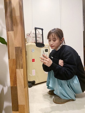 「スエット」｜「アイテム（バレエシューズ）」を使った、高橋愛さん（レディース・154cm）の春コーディネート