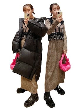 「Acne Studios（アクネストゥディオズ）のアイテム（ジャケット/アウター）」を使った、高橋愛さん（レディース・154cm）の冬コーディネート