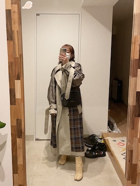 「154cm」｜「アイテム（トレンチコート）」を使った、高橋愛さん（レディース・154cm）の春コーディネート