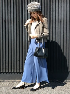 「Casselini（キャセリーニ）のアイテム（キャップ）」を使った、jeansfactoryさん（レディース・160cm）の秋コーディネート