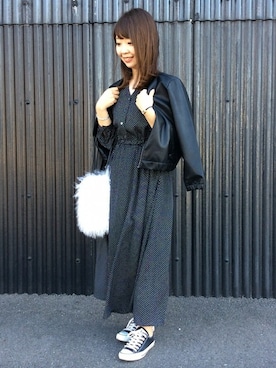 「肩掛け」｜「アイテム（ブルゾン）」を使った、jeansfactoryさん（レディース・156cm）の秋コーディネート