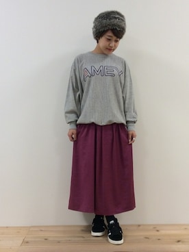 「Casselini（キャセリーニ）のアイテム（キャップ）」を使った、jeansfactoryさん（レディース・155cm）の秋コーディネート
