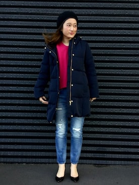 「ベレー」｜「アイテム（ジャケット/アウター）」を使った、jeansfactoryさん（レディース・158cm）の冬コーディネート