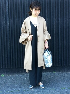 「USINE（ユジーヌ）のアイテム」を使った、jeansfactoryさん（レディース・156cm）の春コーディネート