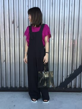 「JEANS FACTORY （ジーンズファクトリー）のアイテム（オールインワン・サロペット）」を使った、jeansfactoryさん（レディース・156cm）の夏コーディネート