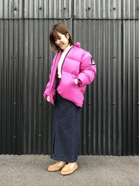 「ムートン」｜「アイテム（ダウンジャケット/コート）」を使った、jeansfactoryさん（レディース・158cm）の秋コーディネート