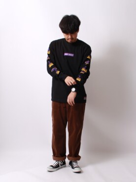 「袖プリント」｜「アイテム（Tシャツ/カットソー）」を使った、jeansfactoryさん（メンズ・170cm）の夏コーディネート