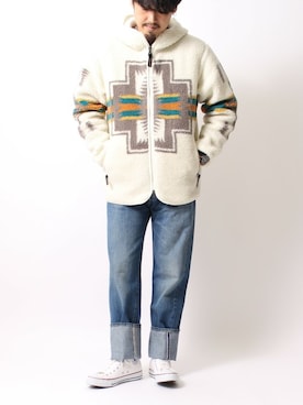 「PENDLETON（ペンドルトン）のアイテム（その他アウター）」を使った、jeansfactoryさん（メンズ・170cm）の秋コーディネート