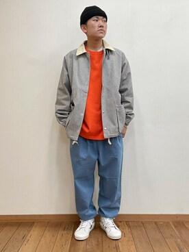 「UNIVERSAL OVERALL（ユニバーサルオーバーオール）のアイテム（ジャケット/アウター）」を使った、jeansfactoryさん（メンズ・158cm）の冬コーディネート