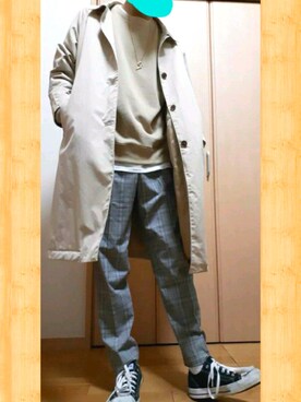 「Right-on（ライトオン）のアイテム（ステンカラーコート）」を使った、KaIくんさん（メンズ・175cm）の春コーディネート