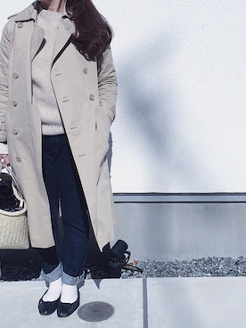 「A.P.C.（アーペーセー）のアイテム（トレンチコート）」を使った、sachanさん（レディース・159cm）の冬コーディネート